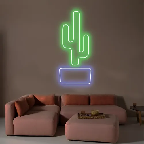 Cactus Vertical Neon Sign - Custom Shot Glass Now