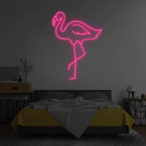 Single Flamingo Vertical Neon Sign - Custom Shot Glass Now