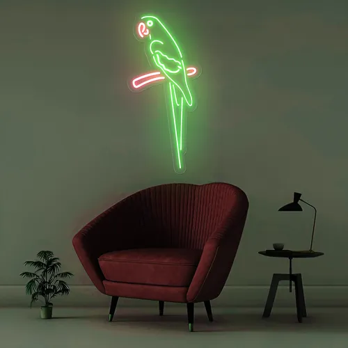 Green Parrot Vertical Neon Sign - Custom Shot Glass Now