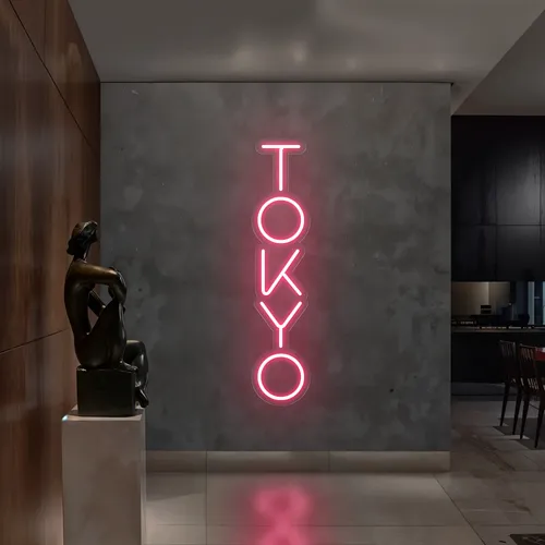 Tokyo Vertical Neon Sign - Custom Shot Glass Now