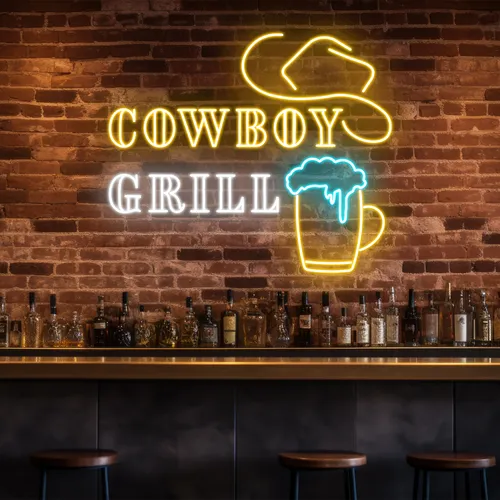 Cowboy Grill Neon Sign - Custom Shot Glass Now