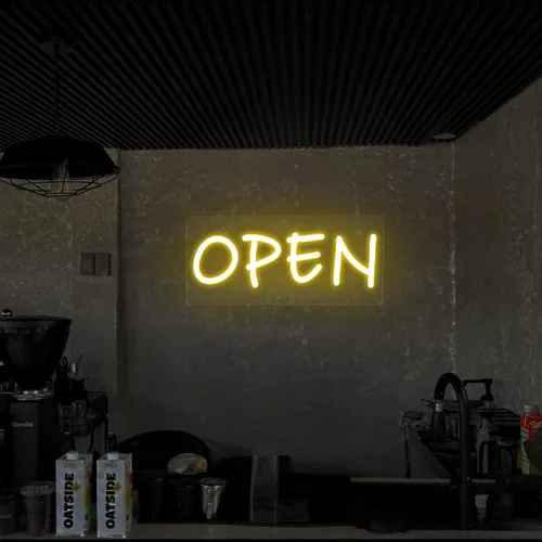 Open Neon Sign (small handwritten style) - Custom Shot Glass Now