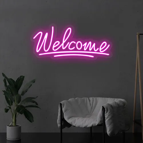Welcome Underline Neon Sign - Custom Shot Glass Now