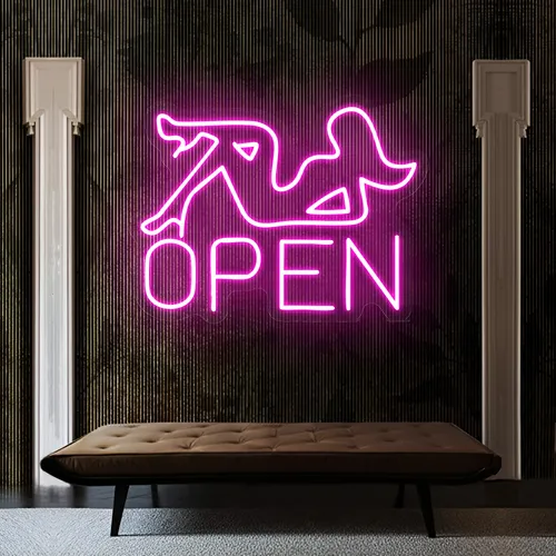 Open With Pin-Up Neon Sign - Custom Shot Glass Now