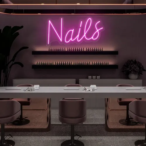 Nails Script Neon Sign - Custom Shot Glass Now