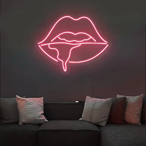 Dripping Lips Neon Sign - Custom Shot Glass Now