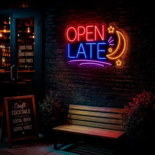 Custom Open Late Neon Signs - Custom Shot Glass Now