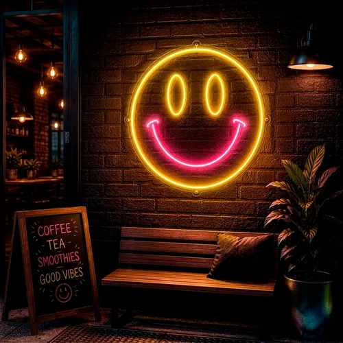 Custom Smiley Face Neon Signs - Custom Shot Glass Now