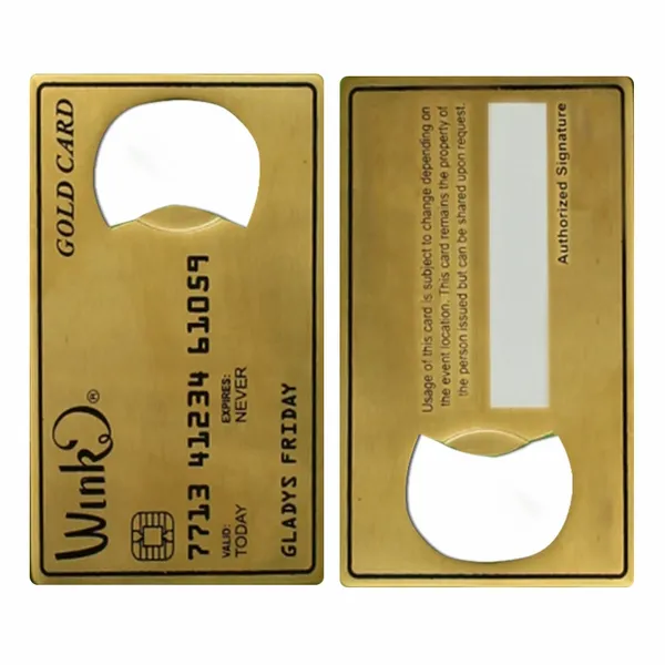Gold Card Shaped Bottle Opener - Custom Shot Glass Now