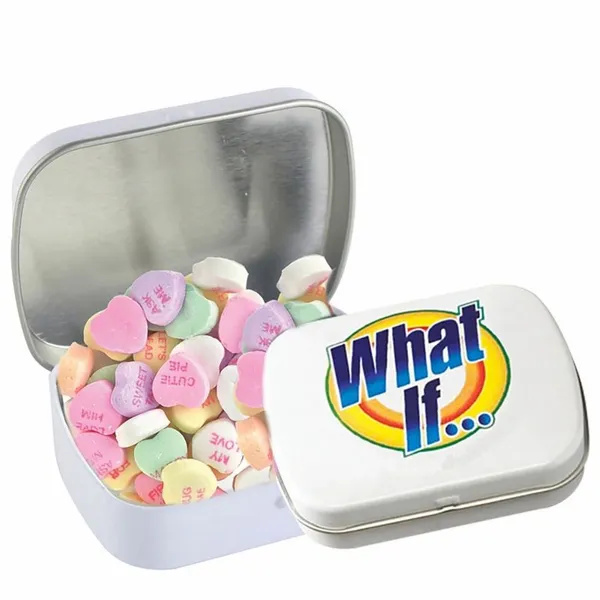 Domed Tin - Imprinted Conversation Hearts - Custom Shot Glass Now