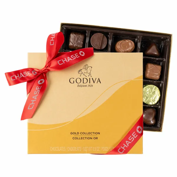 Godiva Ballotin Gold 19 Piece Assortment Box - Custom Shot Glass Now