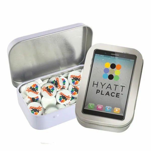 Rectangular Tin - Imprinted Round Mints - Custom Shot Glass Now