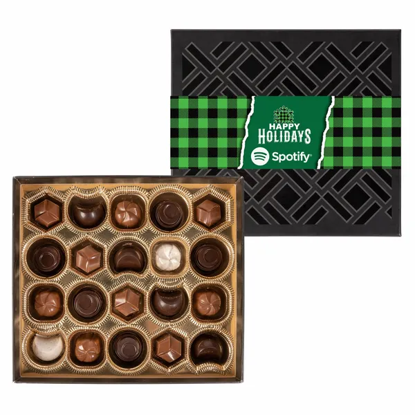 Gourmet Chocolate Truffles Gift Box w/ Full Color Band - 20 pc - Custom Shot Glass Now