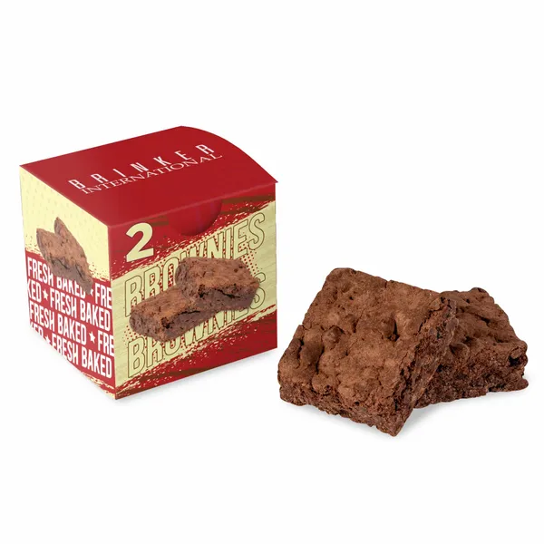 Fresh Beginnings 2 Fudge Brownies in Cube - Custom Shot Glass Now