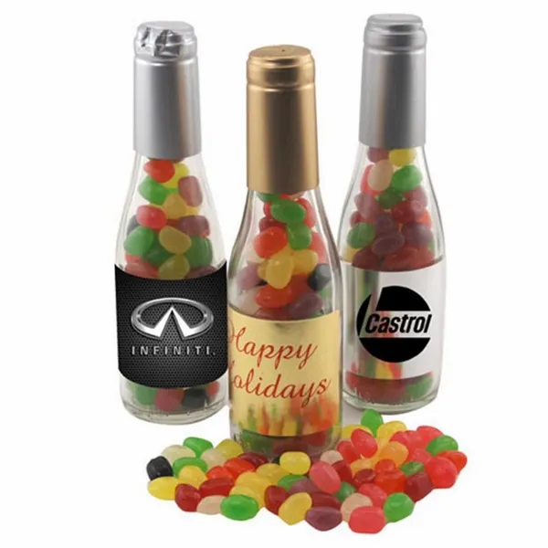 Champagne Bottle w/ Teenee Beanee Jelly Beans 8" - Custom Shot Glass Now