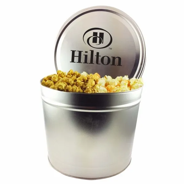 Two Gallon Popcorn Tin - Trio Popcorn - Custom Shot Glass Now