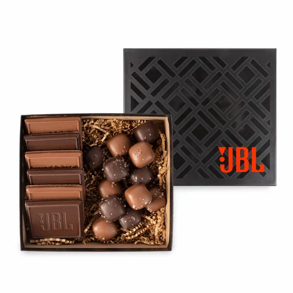 6 Piece Cookie and Confection Gift Box with Sea Salt Caramels - Custom Shot Glass Now