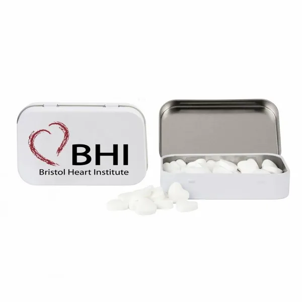Rectangular Tin with Heart Shaped Mints - Custom Shot Glass Now