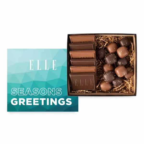 6 Piece Cookie and Confection Gift Box with Sea Salt Caramels-Full Color - Custom Shot Glass Now