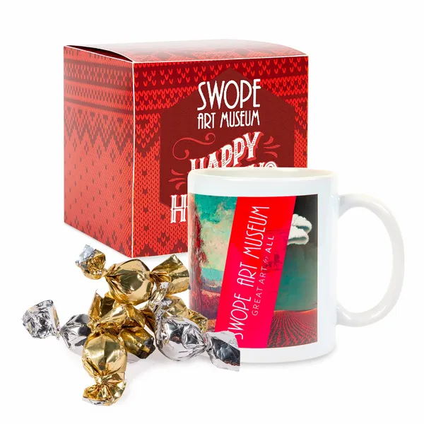 Warm Holiday Wishes Full Color Mug with Truffles in Gift Box - Custom Shot Glass Now