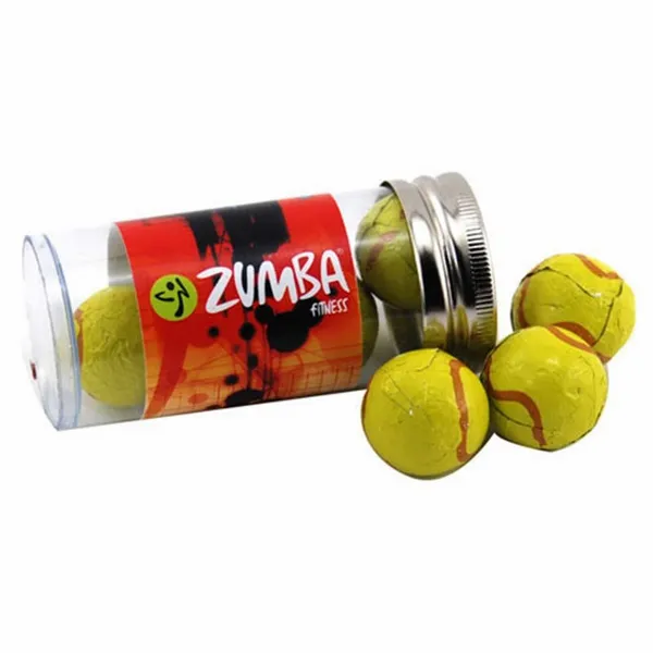Tube with Choc Tennis Balls - TRB610 - Custom Shot Glass Now