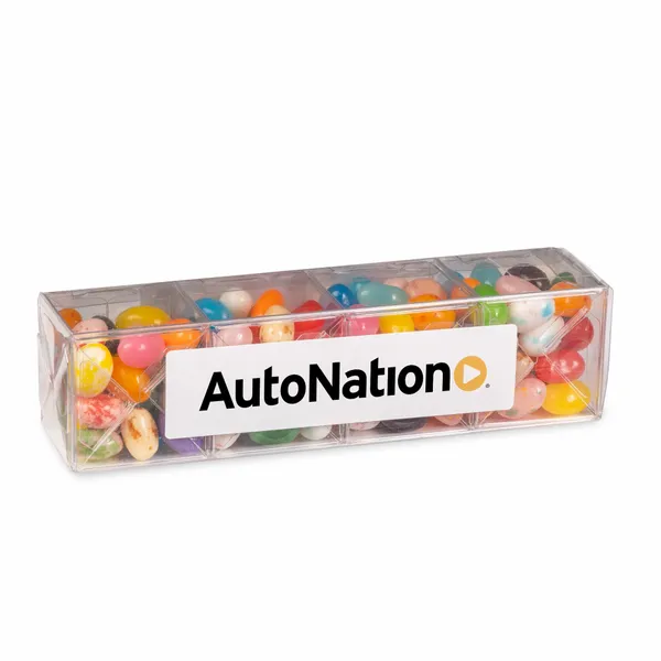4 Cube Acetate Gift Box with Gourmet Jelly Beans - Custom Shot Glass Now