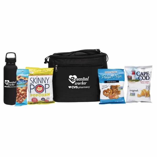 Deluxe Appreciation Cooler Water Bottle Set With Snacks - Custom Shot Glass Now