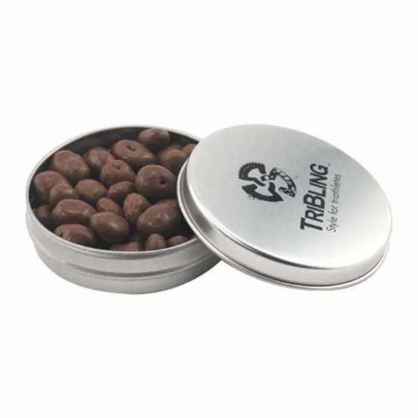 Round Tin with Chocolate Raisins - SBF2900 - Custom Shot Glass Now