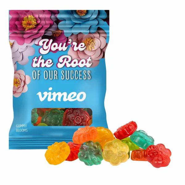 Clever Candy 2oz. Full Color DigiBag™ with Gummy Blooms - Custom Shot Glass Now