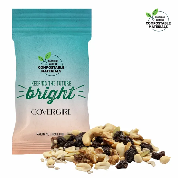 1oz. ECO-Digibag, Compostable & Full Color, Raisin Nut Mix - Custom Shot Glass Now
