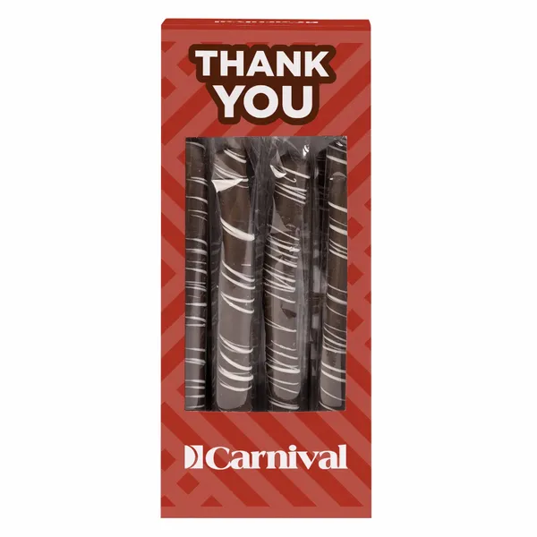 Pretzel Rods - Dark Chocolate With White Drizzle - Custom Shot Glass Now