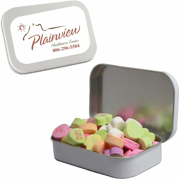 Large Mint Tin with Conversation Hearts - Custom Shot Glass Now
