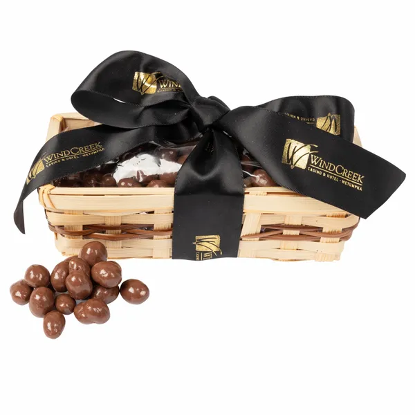 Gift Basket with Choc Covered Peanuts - Custom Shot Glass Now