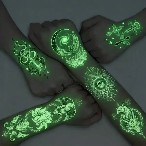 Glow Tattoos with Colorful Imprint - Custom Shot Glass Now
