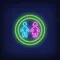 Boy & Girl Silhouettes Circle Neon Sign - Custom Shot Glass Now