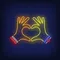 Woman Hands Heart Gesture Neon Sign - Custom Shot Glass Now