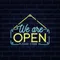 We Are Open Blue and Yellow Neon Sign - Custom Shot Glass Now