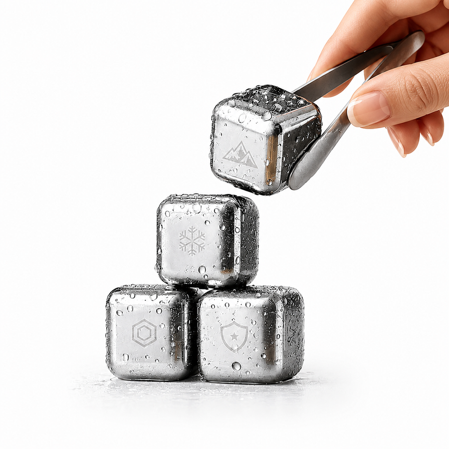 Silver Stainless Steel Ice Cubes - Custom Shot Glass Now