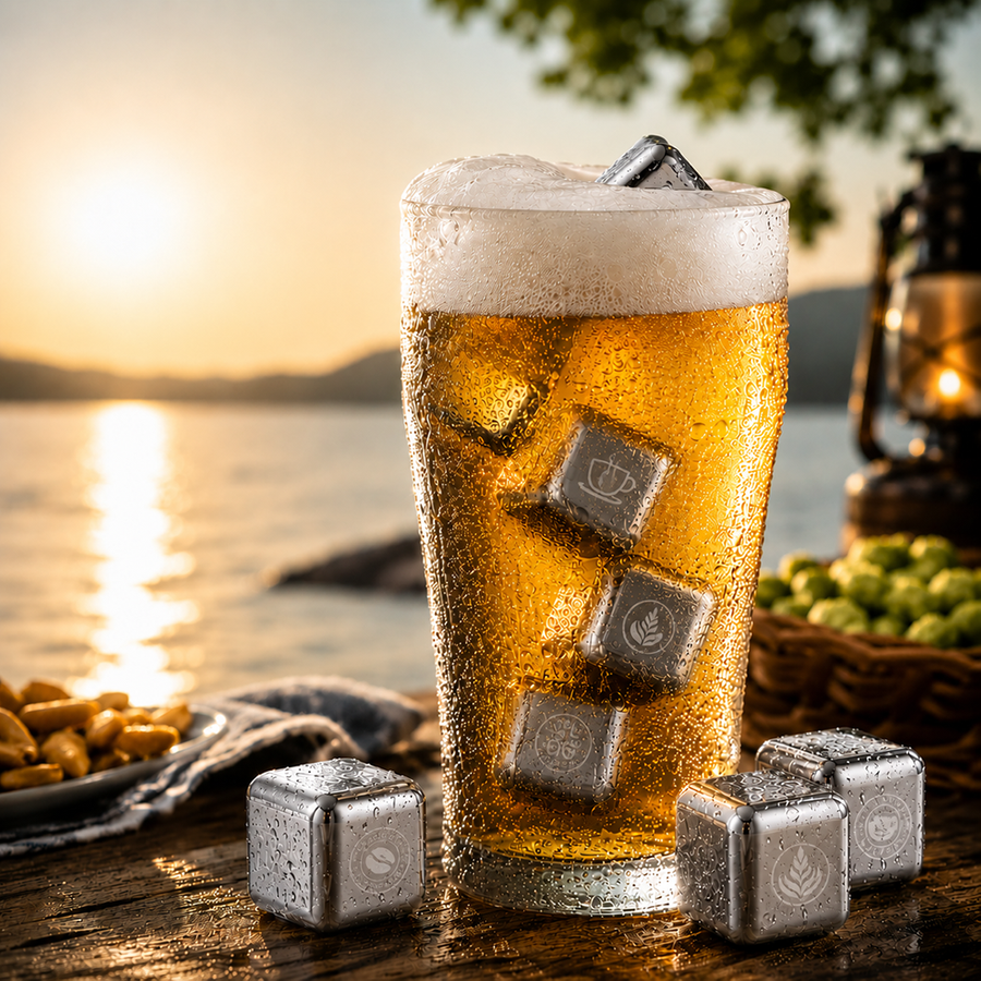 Silver Stainless Steel Ice Cubes - Custom Shot Glass Now