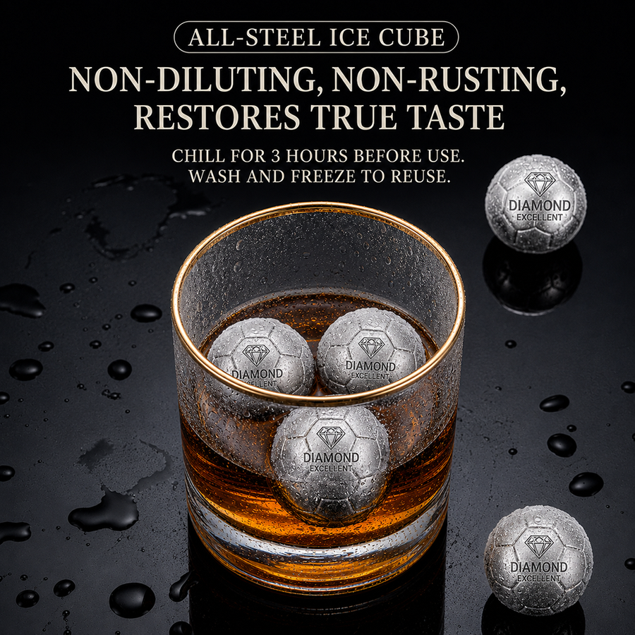 Soccer Ball Stainless Steel Ice Cubes - Custom Shot Glass Now