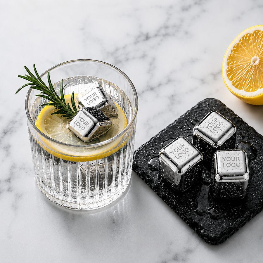 Silver Stainless Steel Ice Cubes - Custom Shot Glass Now