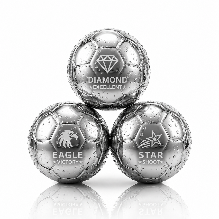 Soccer Ball Stainless Steel Ice Cubes - Custom Shot Glass Now
