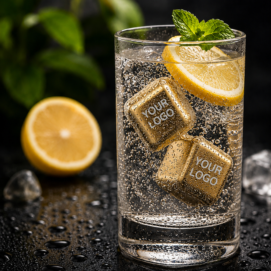 Gold Stainless Steel Ice Cubes - Custom Shot Glass Now