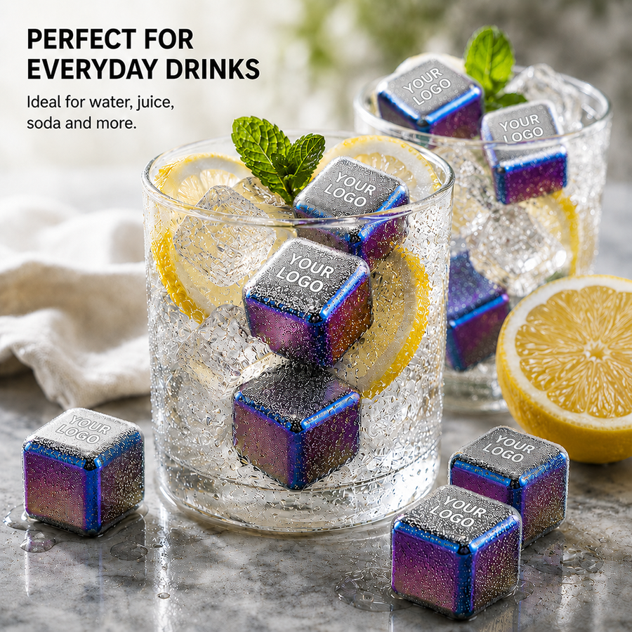 Rainbow Stainless Steel Ice Cubes - Custom Shot Glass Now