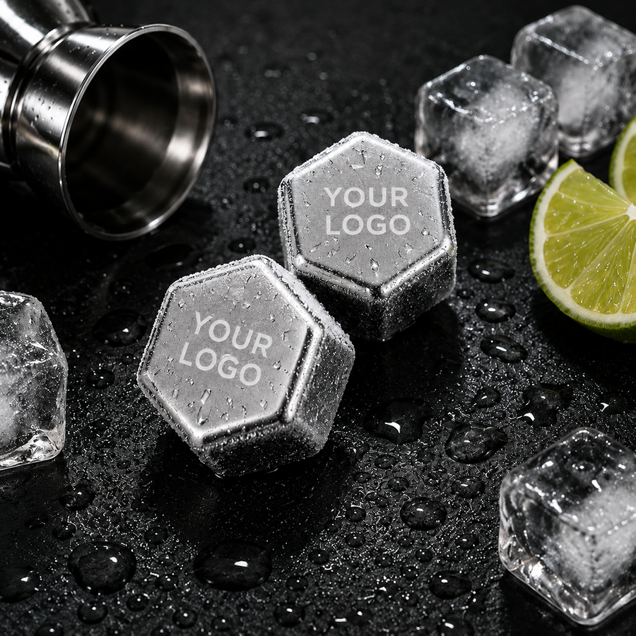 Hexagon Stainless Steel Ice Cubes - Custom Shot Glass Now