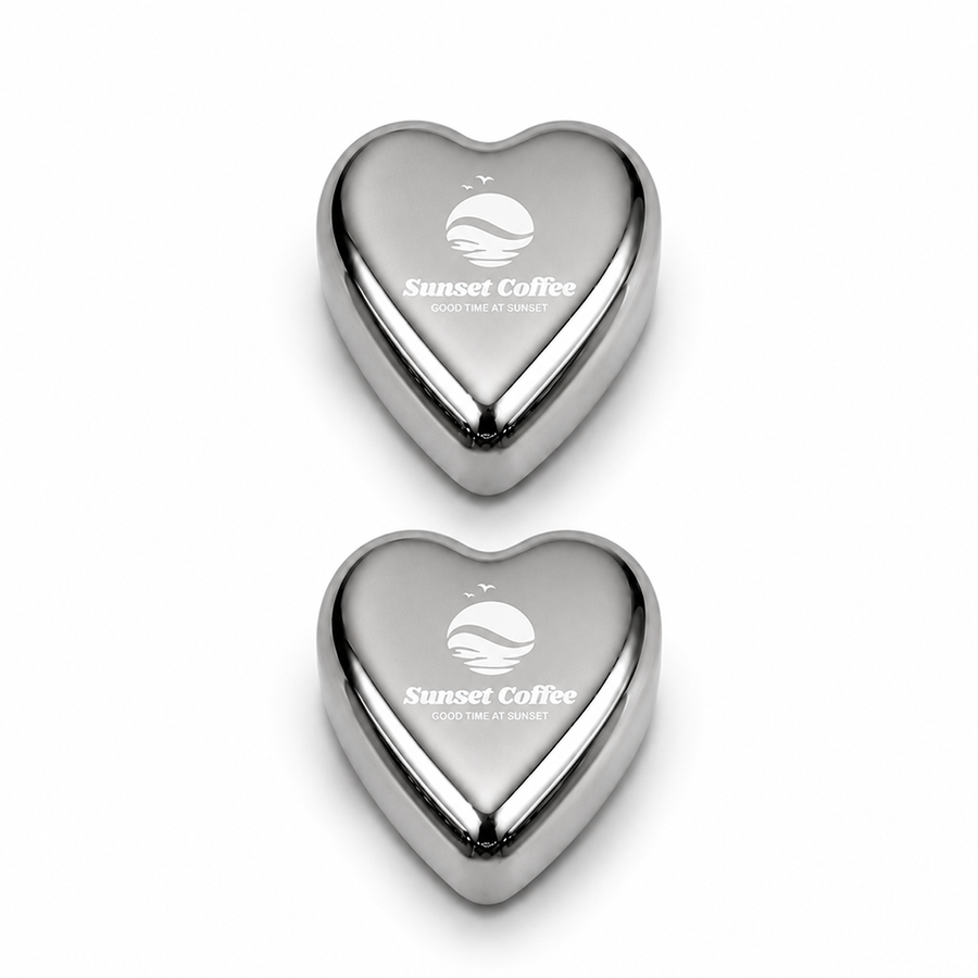 Heart-Shaped Stainless Steel Ice Cubes - Custom Shot Glass Now