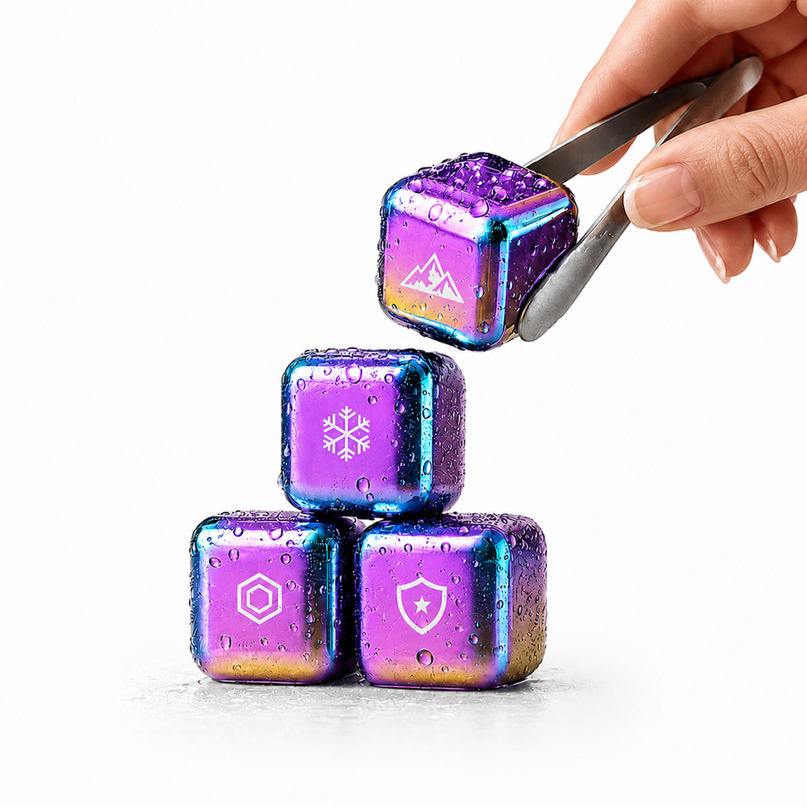 Rainbow Stainless Steel Ice Cubes - Custom Shot Glass Now