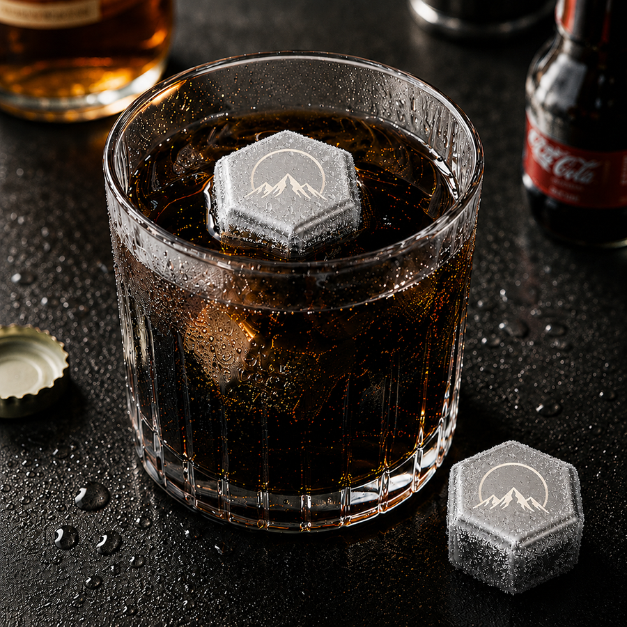Hexagon Stainless Steel Ice Cubes - Custom Shot Glass Now