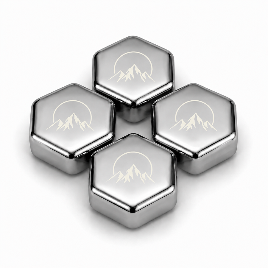 Hexagon Stainless Steel Ice Cubes - Custom Shot Glass Now