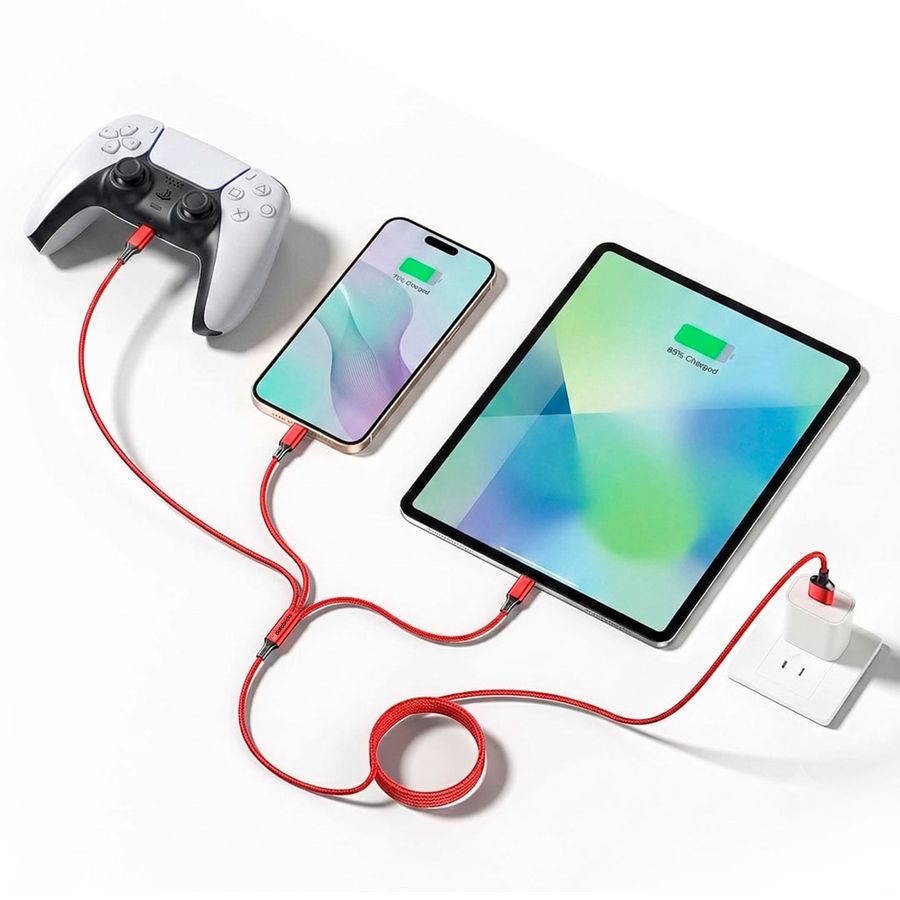 Nylon Braided 3-in-1 Charging Cables - Custom Shot Glass Now